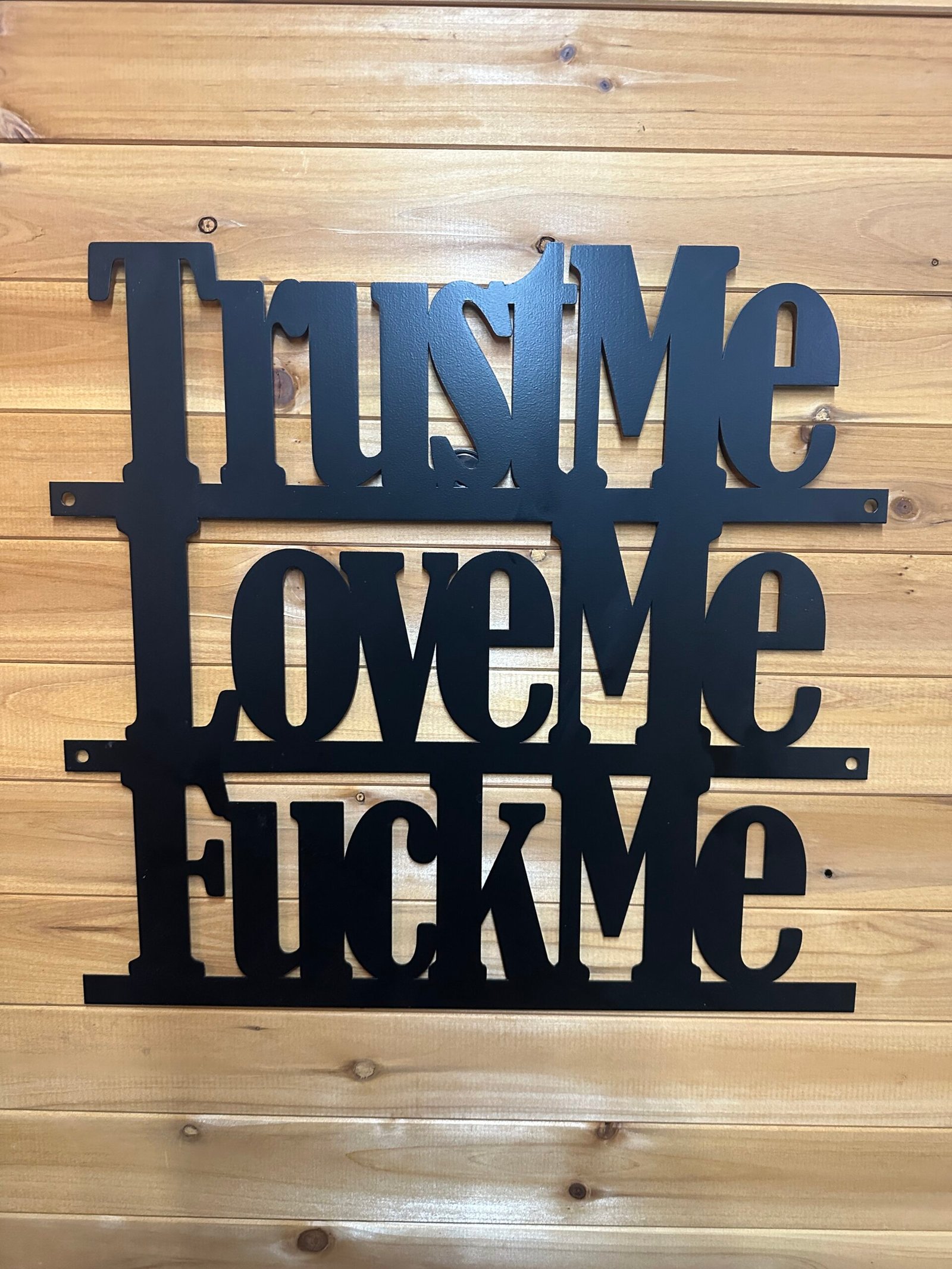 Lg-Trust Me, Love Me, F**k Me - Bold Metal Art