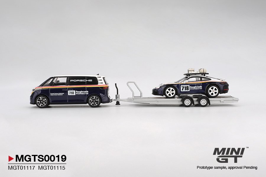 MINI GT #1117 — Porsche 911 Dakar #718 / Volkswagen ID. Buzz Porsche Centrum Gelderland Roughroads Set - Image 8