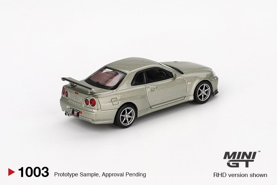 MINI GT #1003 — Nissan Skyline GT-R (R34) V-Spec II Nür Millenium Jade - Image 4