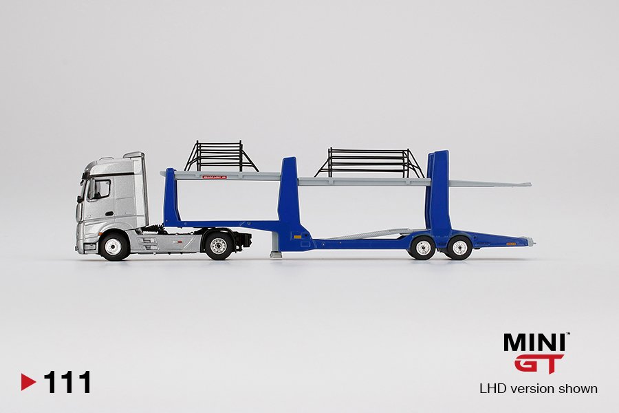 MINI GT #111 — Mercedes-Benz Actros w/ car carrier trailer LHD - MGT00111-L RHD - MGT00111-R *** The 6 model cars are not included. Display shown for reference only*** - Image 5