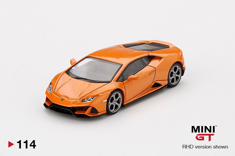 MINI GT #114 — Lamborghini Huracan EVO Arancio Borealis - Image 3