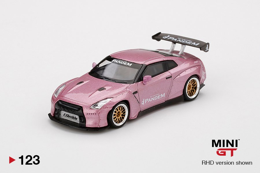 MINI GT #123 — Pandem Nissan GT-R (R35) GT Wing Passion Pink - Image 3