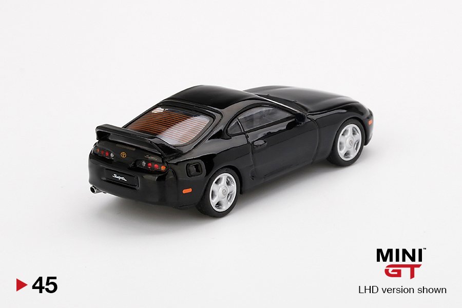 MINI GT #45 — Toyota Supra (JZA80) Black LHD version - MGT00045-L RHD version - MGT00045-R - Image 4
