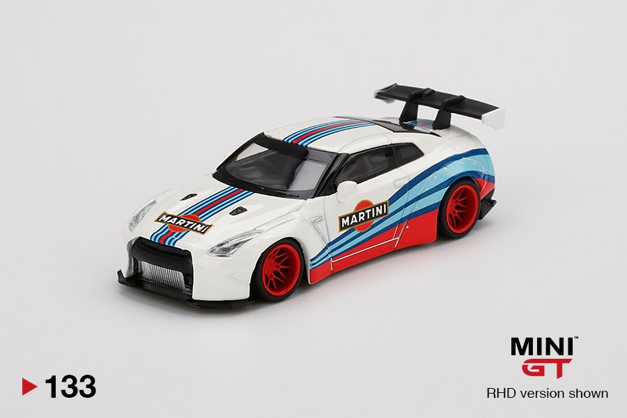 MINI GT #133 — LB WORKS Nissan GT-R (R35) Type 1, Rear Wing Version 1, Martini Racing LHD / RHD Available LHD version - MGT00133-L RHD version - MGT00133-R - Image 3