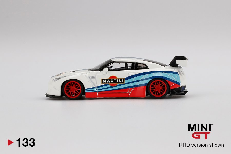 MINI GT #133 — LB WORKS Nissan GT-R (R35) Type 1, Rear Wing Version 1, Martini Racing LHD / RHD Available LHD version - MGT00133-L RHD version - MGT00133-R - Image 5
