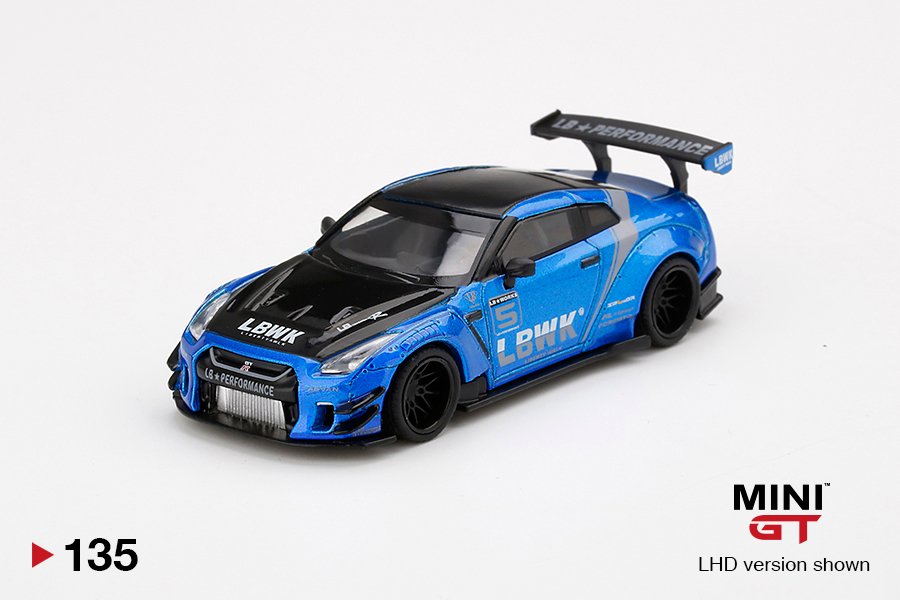 MINI GT #135 — LB WORKS Nissan GT-R (R35) Type 2, Rear Wing Version 3, LB Work Livery 2.0 Blue - Image 3