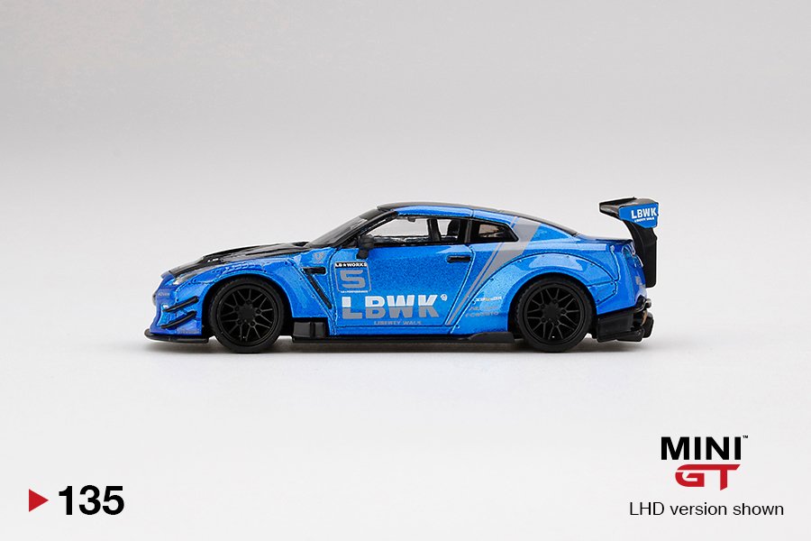 MINI GT #135 — LB WORKS Nissan GT-R (R35) Type 2, Rear Wing Version 3, LB Work Livery 2.0 Blue - Image 5