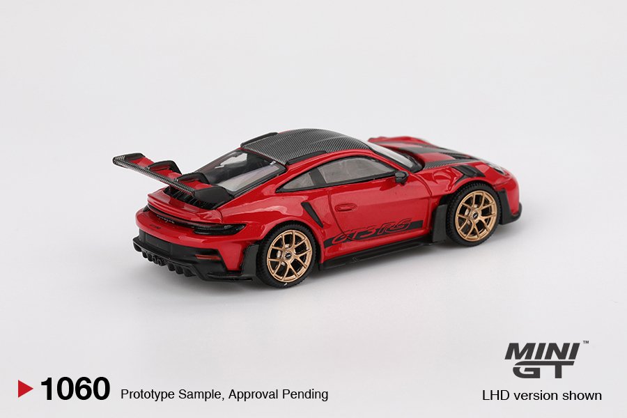 MINI GT #1060 — Porsche 911 (992) GT3 RS Weissach Package Guards Red - Image 3
