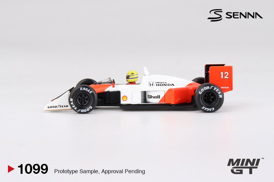 MINI GT #1099 — McLaren MP4/4 #12 Ayrton Senna 1988 Japanese Grand Prix Winner Senna's Grand Prix Legends - Image 4