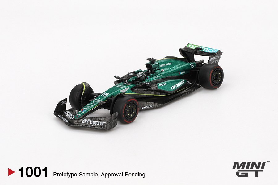 MINI GT #1001 — Aston Martin AMR24 #18 Lance Stroll 2024 F1 2024 Bahrain GP - Image 3