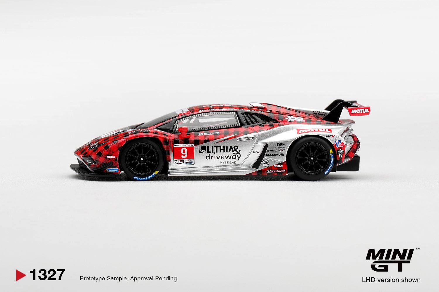 MINI GT #1327 — Lamborghini Huracan GT3 EVO2 #9 Pfaff Motorsports 2025 IMSA WeatherTech GTD Pro - Image 4