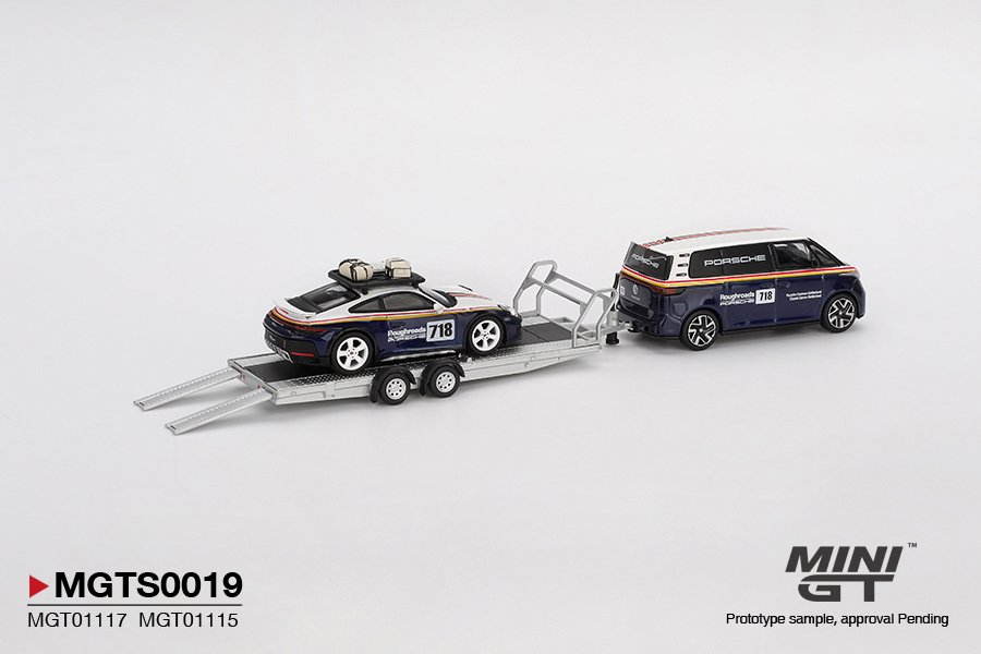 MINI GT #1117 — Porsche 911 Dakar #718 / Volkswagen ID. Buzz Porsche Centrum Gelderland Roughroads Set - Image 5