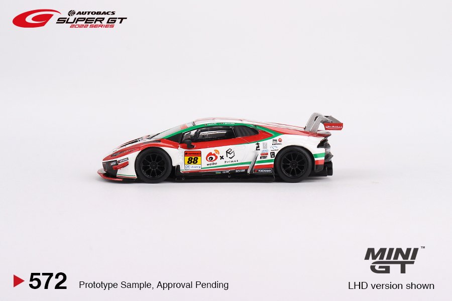 MINI GT #572 — Lamborghini Huracán GT3 EVO #88 “Weibo Primez LAMBORGHINI GT3” JLOC 2022 SUPER GT SERIES - Image 5