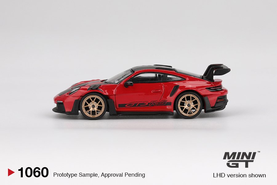 MINI GT #1060 — Porsche 911 (992) GT3 RS Weissach Package Guards Red - Image 4