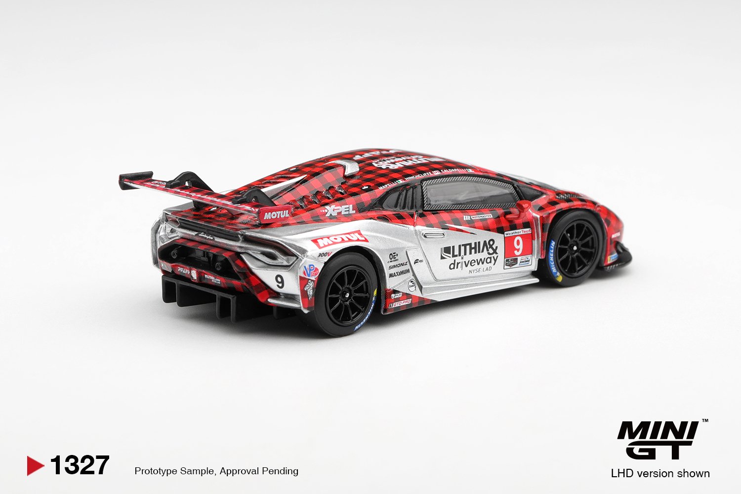 MINI GT #1327 — Lamborghini Huracan GT3 EVO2 #9 Pfaff Motorsports 2025 IMSA WeatherTech GTD Pro - Image 3